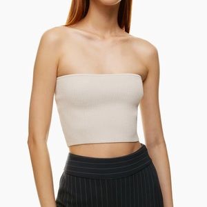 Blue Babaton Sculpt Knit Cropped Tube Top